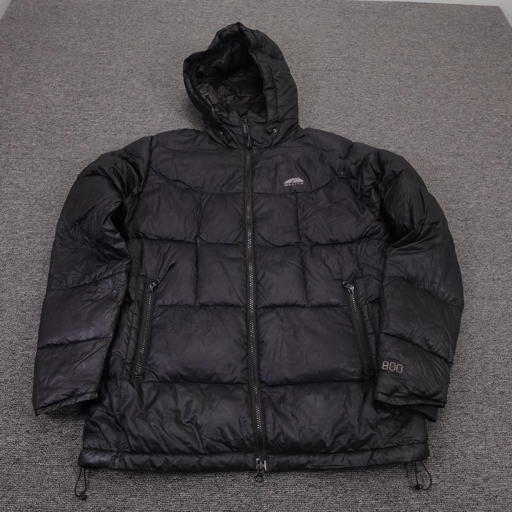GoLite Jacket Mens Small Black 800 Fill Down Puffer Hooded Full Zip Winter